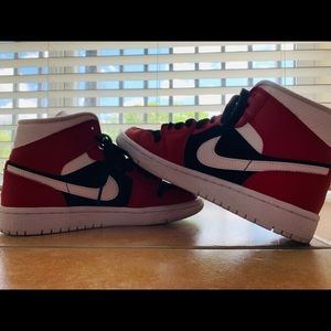 Womens Air Jordan 1 Mid in Gym Red & Black